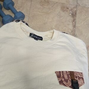 Derek Heart Cream Top with Brown Snake Print Accent